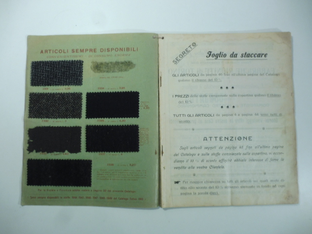 Catalogo mercerie accessori per sarti. Fabbriche riunite per la vendita diretta alle sartorie, Torino